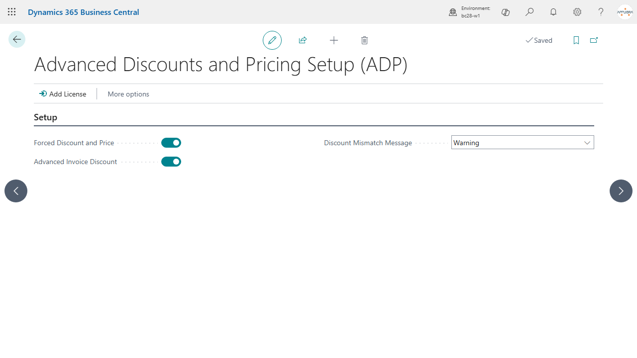 Setup page