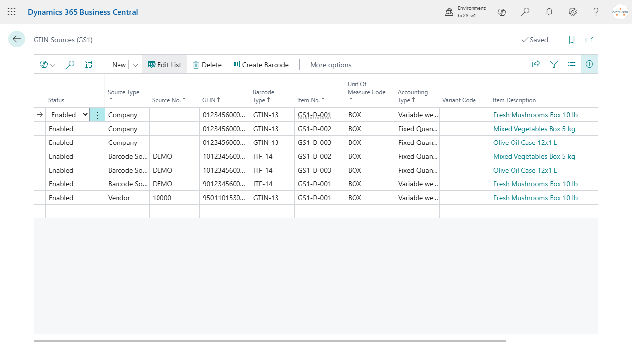 GTIN sources by item and source, decoding a vendor barcode and encoding a customer one