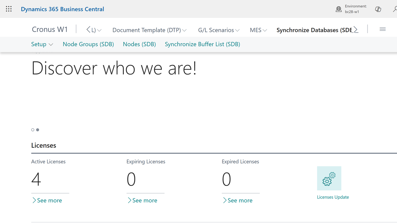 Synchronize Databases in the Role Center