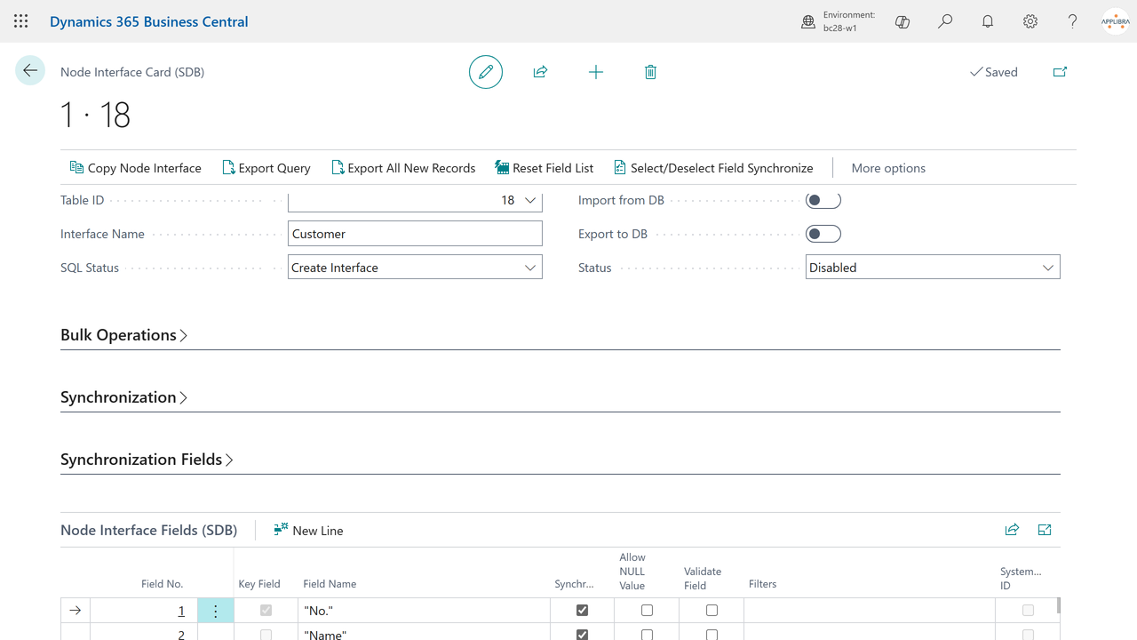 Interface: table and field mapping
